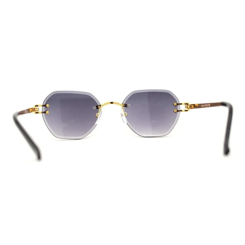 Sunglasses Black Lens Women Rimless Gold Light Weight Retro Classic Style Retro